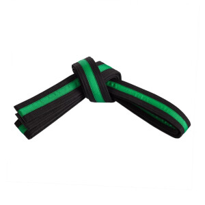 Double wrap striped black belt Black/Green 3