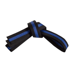 Double wrap striped black belt Black/Blue 3