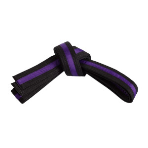 Double wrap striped black belt Black/Purple 2