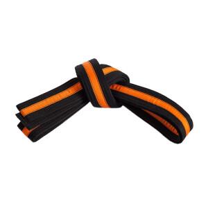 Double wrap striped black belt Black/Orange 3
